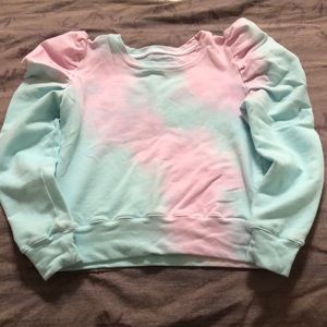 Be Mi Los Angeles girl sweatshirt in pink/light blue tie dye 8-9 Puffy shoulders